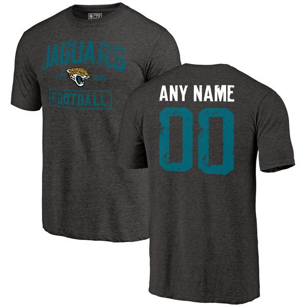 Men Black Jacksonville Jaguars Distressed Custom Name and Number Tri-Blend Custom NFL T-Shirt
